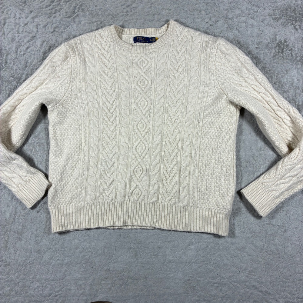 Polo Ralph Lauren Women Fisherman Cable Knit Sweater XXL Aran Wool Cashmere